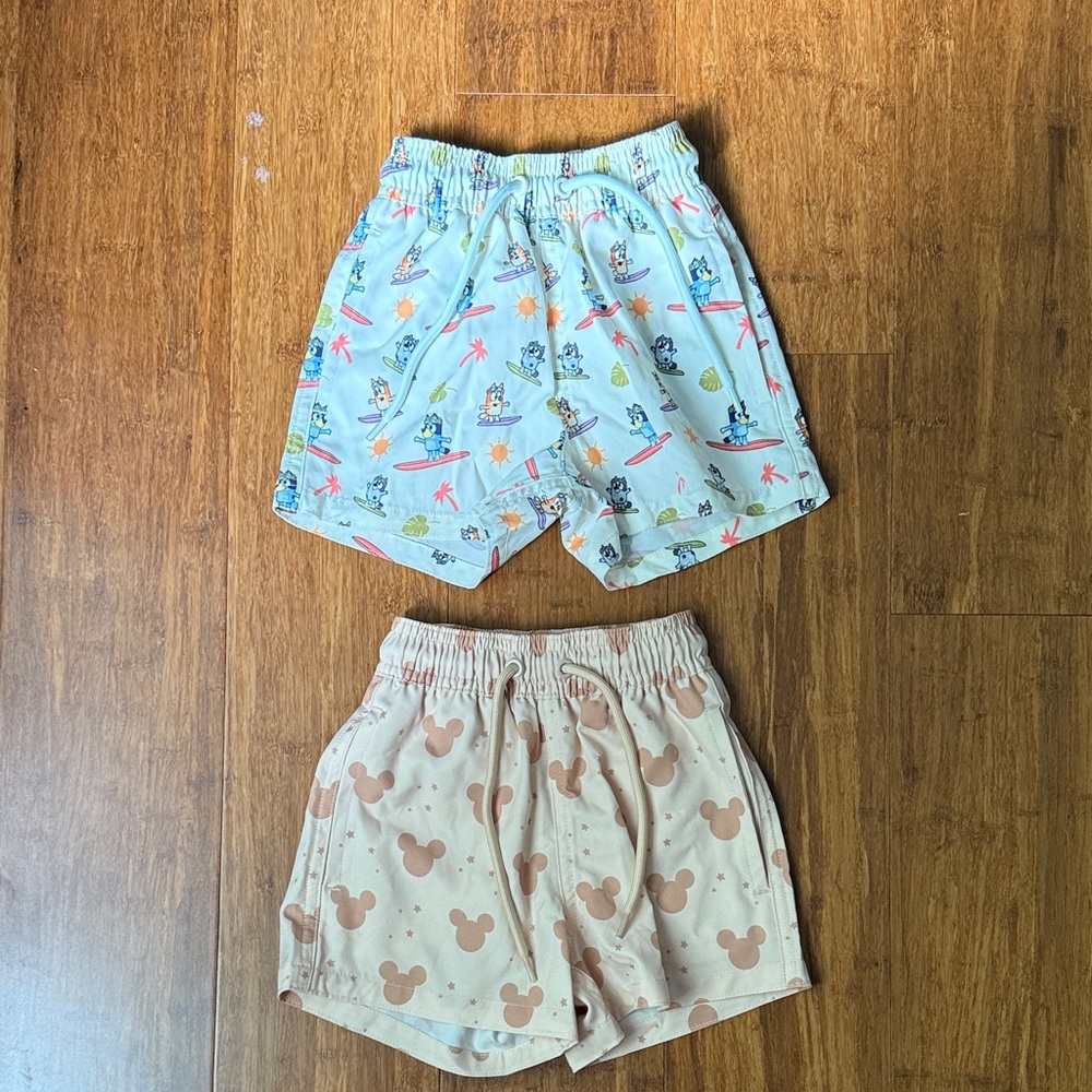 Kids Cartoon Print Swim Trunks